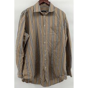 Burberry London Men's Made In USA Icon Stripe  Button Down Long Sleeve Shirt